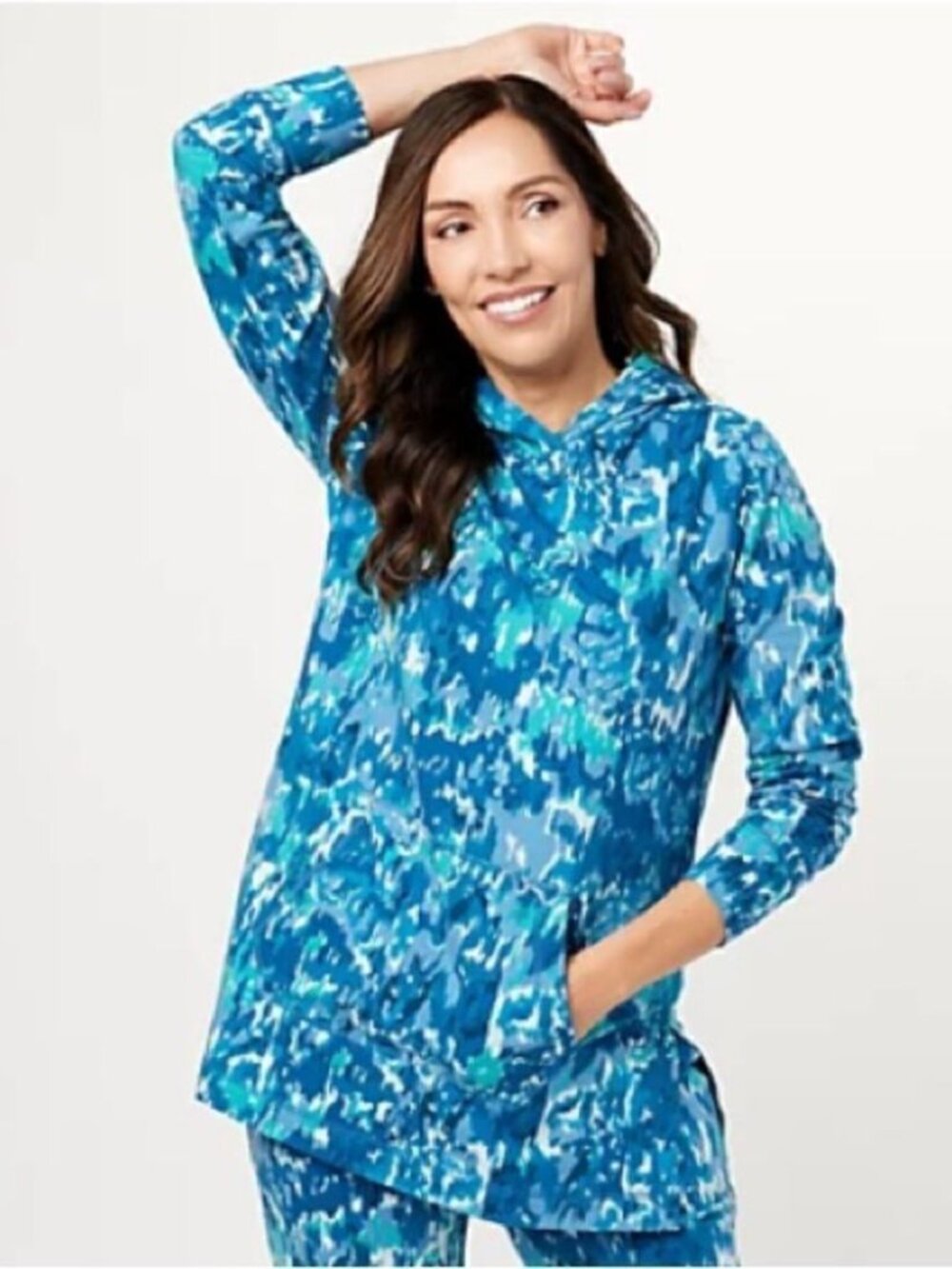 Isaac Mizrahi Live! SOHO Printed Sweatshirt with Hood